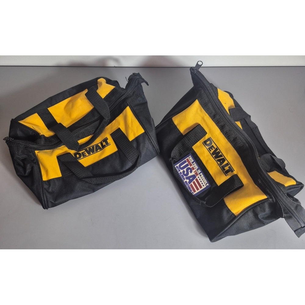 Lot of 2 DeWalt Tool Bags Case 11" x 9" x 7" Canvas Black Yellow